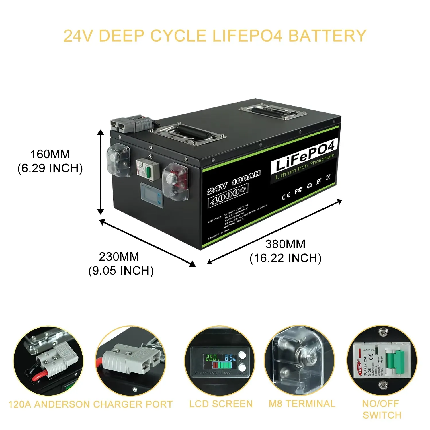 12V 24V 48V 100Ah 200Ah 400Ah Lifepo4 Battery Built-In BMS Lithium Iron Phosphate Batteries for RV Boats Solar NO VAT and TAX