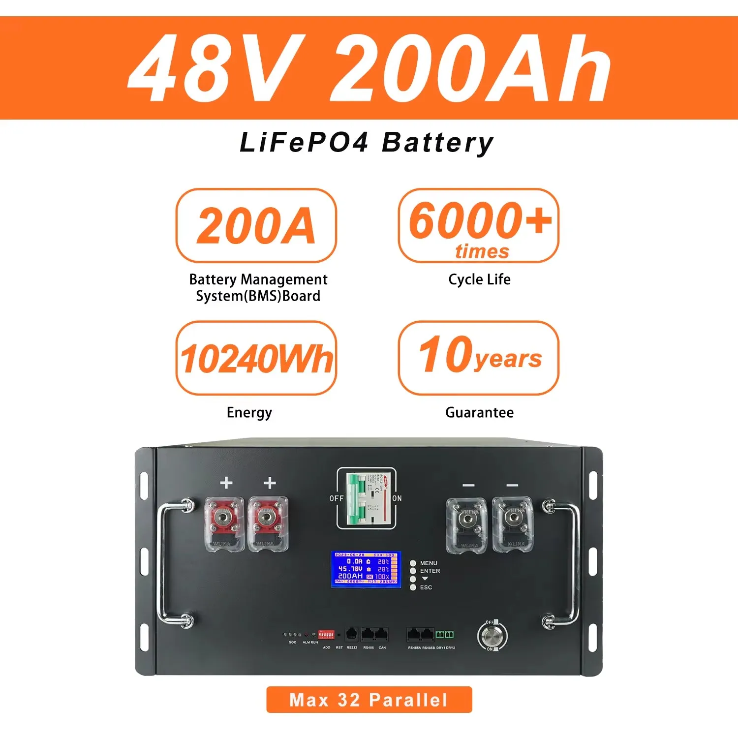 48V 100Ah 200Ah Lifepo4 Battery Pack 51.2V 120Ah 50Ah Lithium Battery 6000  Cycles for Home RV Solar Off-Grid 48V Lifepo4 NO Tax