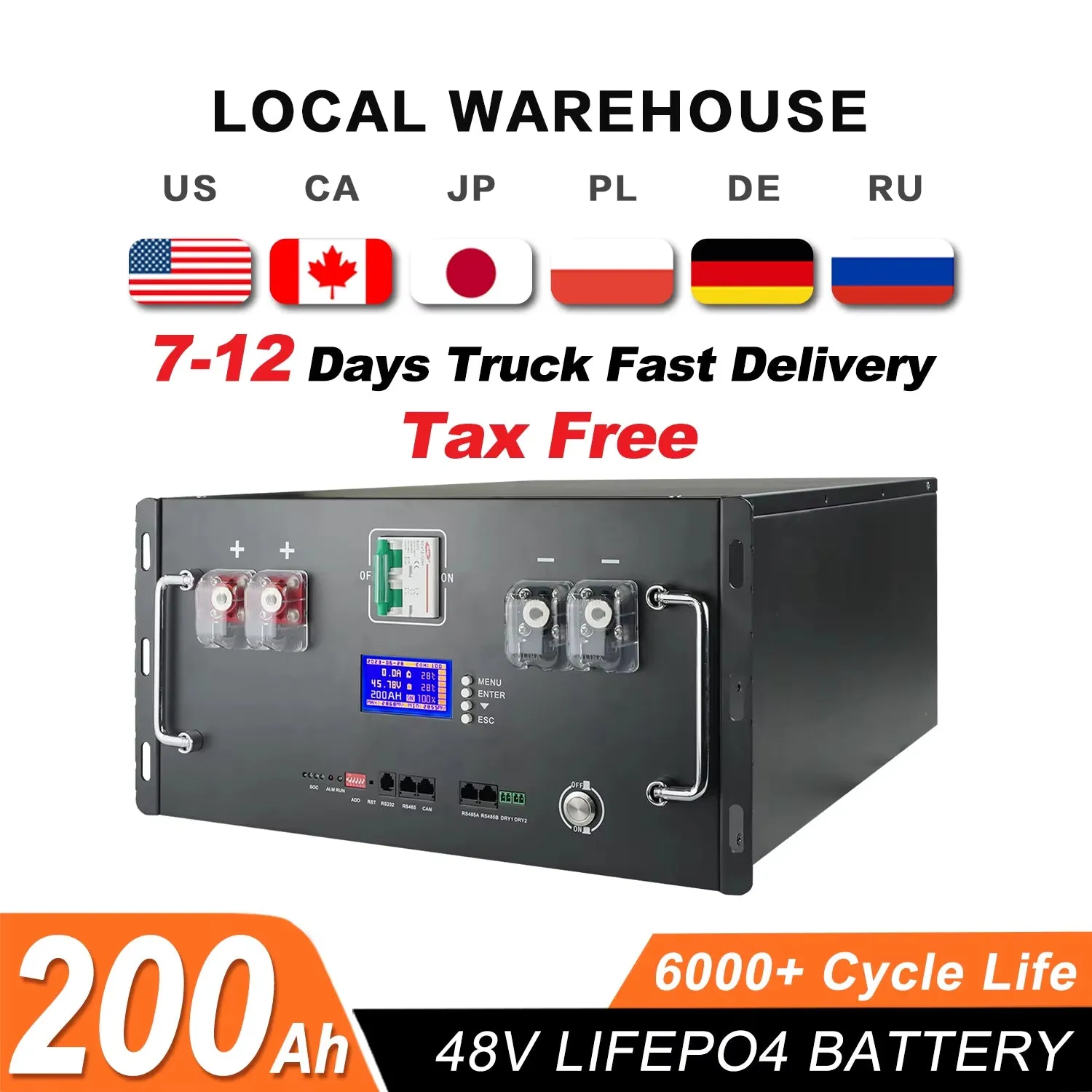 48V 100Ah 200Ah Lifepo4 Battery Pack 51.2V 120Ah 50Ah Lithium Battery 6000  Cycles for Home RV Solar Off-Grid 48V Lifepo4 NO Tax