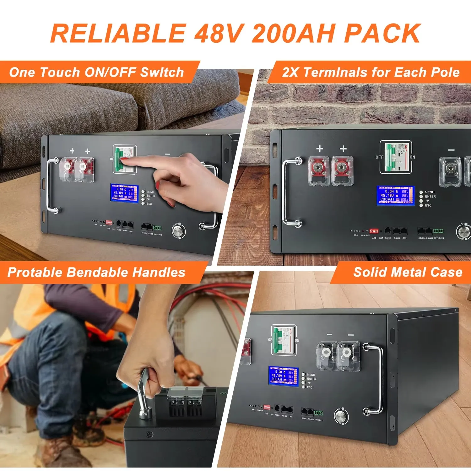 48V 100Ah 200Ah Lifepo4 Battery Pack 51.2V 120Ah 50Ah Lithium Battery 6000  Cycles for Home RV Solar Off-Grid 48V Lifepo4 NO Tax