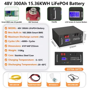 48V 200AH 150AH 100AH Lifepo4 Battery Pack 51.2V 10KW Lithium Solar Battery Rechargeable Battery 6000  Cycle for Inverter No TAX