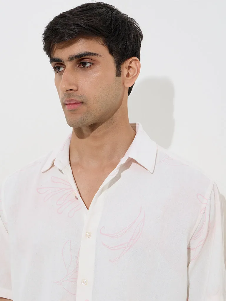Ascot White Botanical Design Relaxed-Fit Shirt
