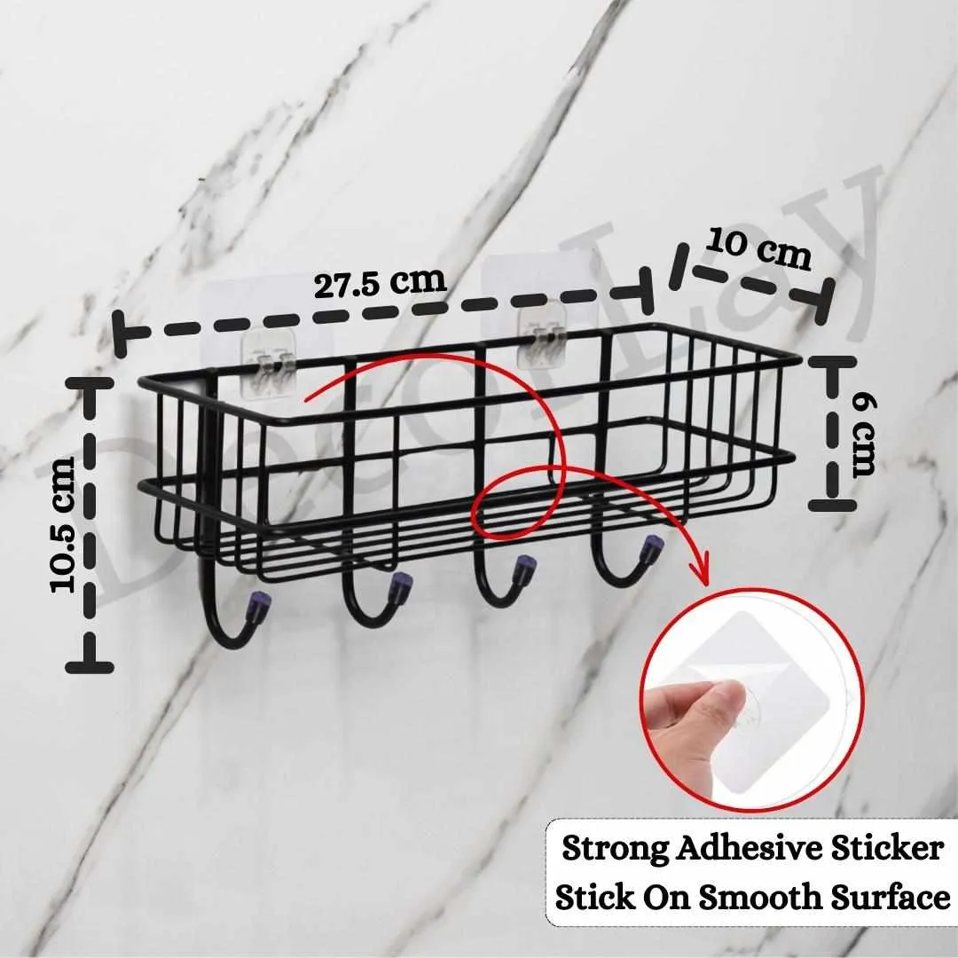 Bathroom Shelves Kitchen Multipurpose Rack with 4 Hook