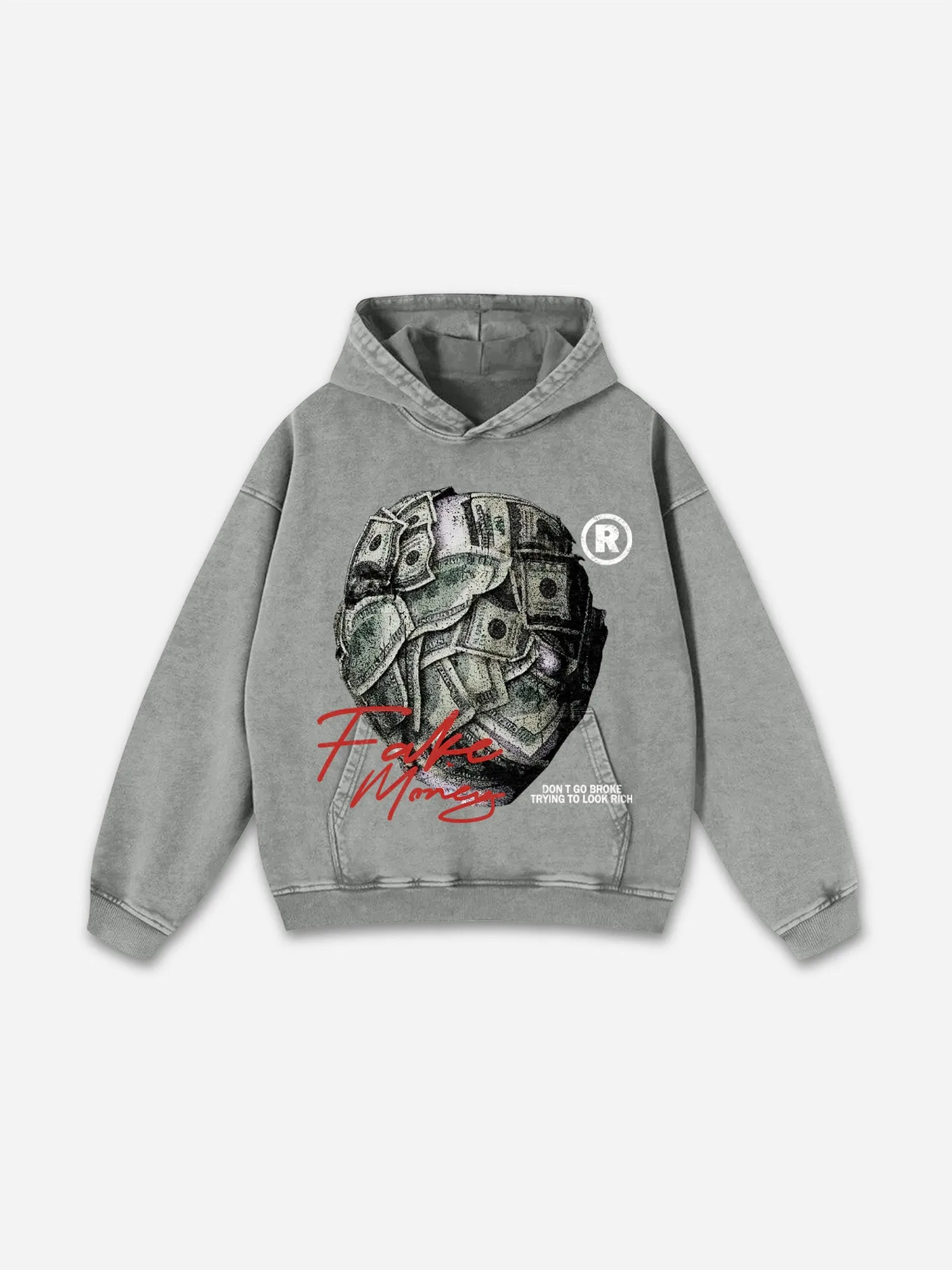 Blavra Don't Go Broke Trying To Look Rich Graphic Washed Oversized Hoodie