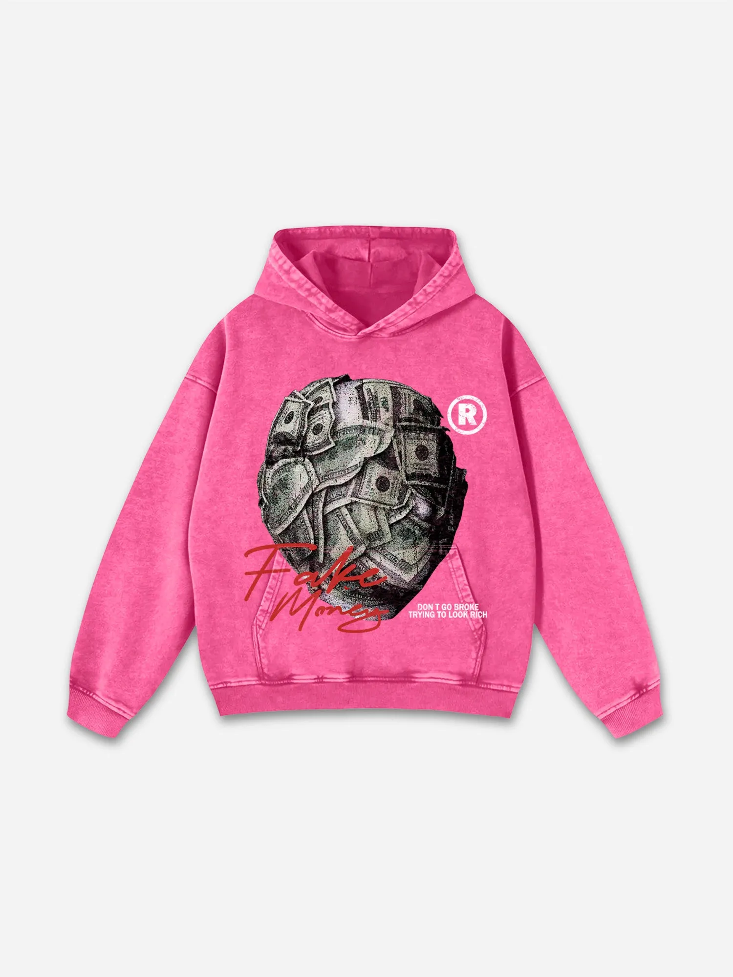 Blavra Don't Go Broke Trying To Look Rich Graphic Washed Oversized Hoodie