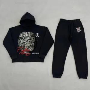 Blavra Don't Go Broke Trying To Look Rich Print Tracksuit Two Piece Set