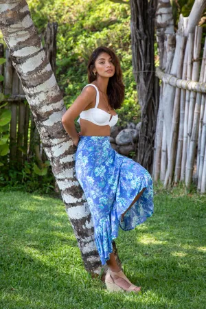 Brianna Wrap Skirt Dress in Premium Laucala Blue