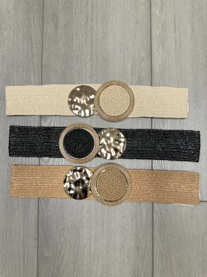 Circle Raffia Stretch Belt