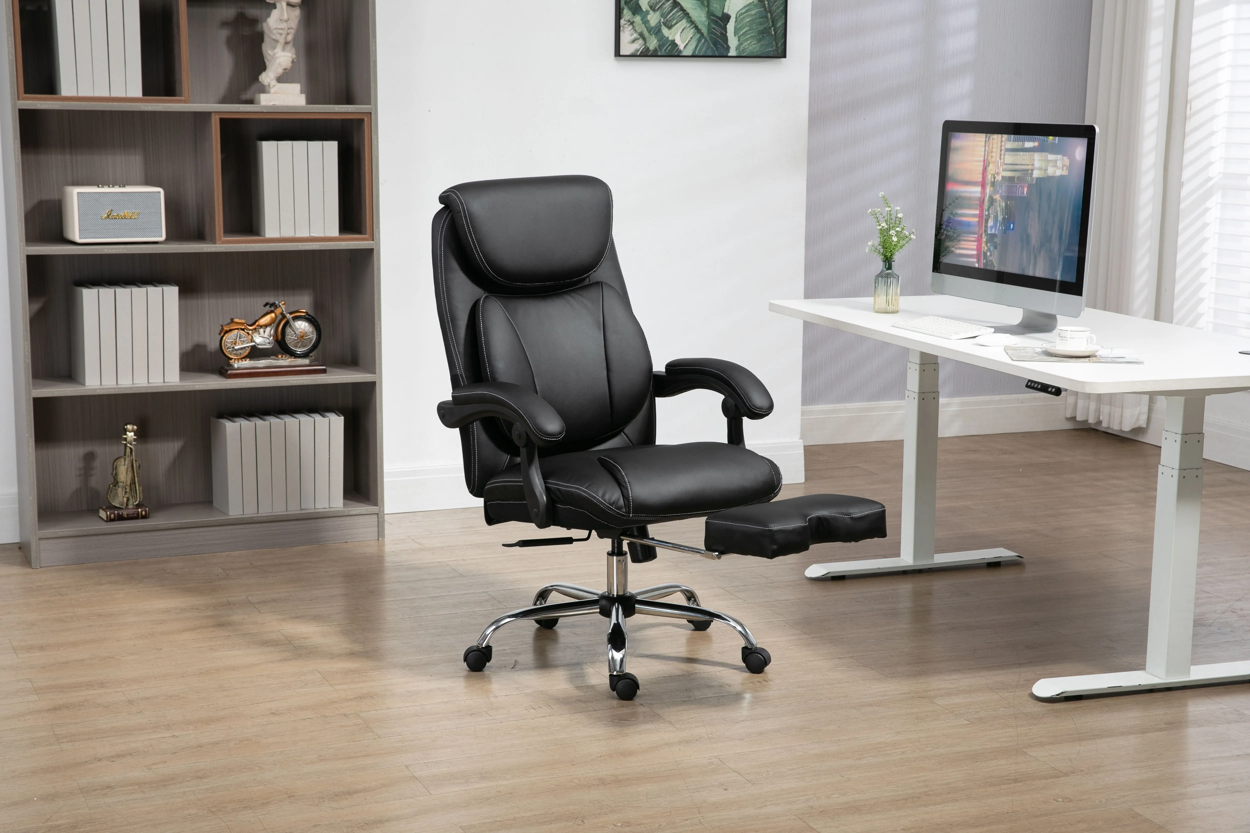 Couch.com Big And Tall Office Chair, High Back Ergonomic Office Chair With Footrest, Executive Office Chair For Back Pain Relief Black, Durable Design, Faux Leather Construction, Black Finish by Couch.com