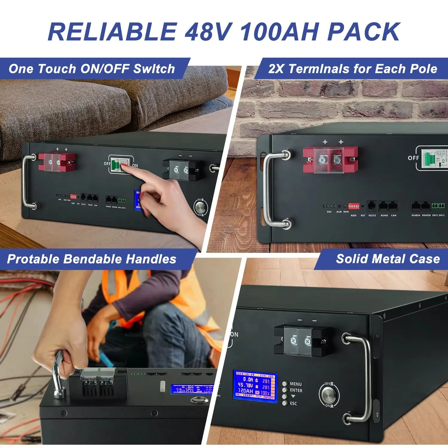 Lifepo4 48V 100Ah Battery Pack 51.2V 200Ah 120Ah 50Ah Lithium Battery 6000  Cycles for Home RV Solar Off-Grid 48V Lifepo4 NO Tax