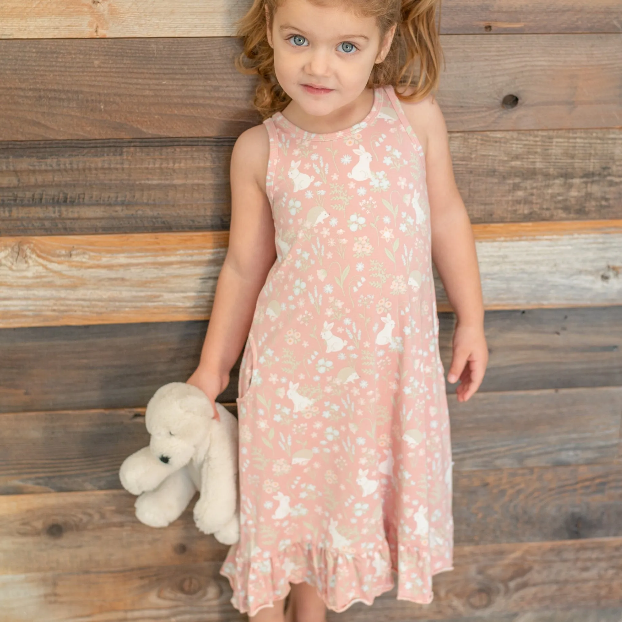 Pink Bunny Floral Summer Boho Dress