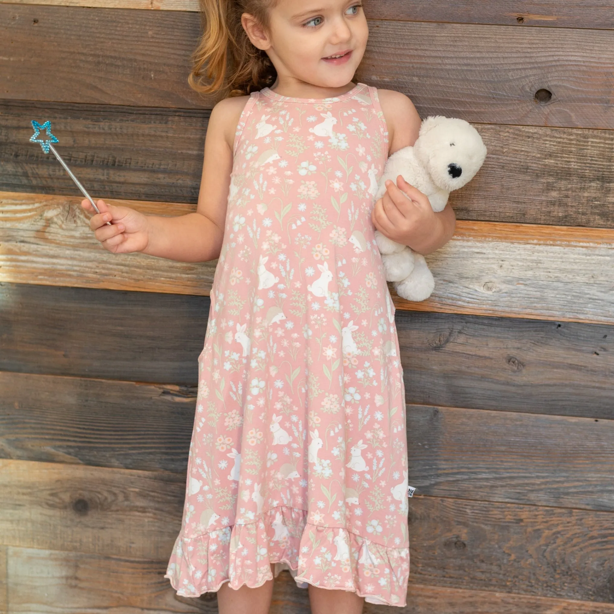 Pink Bunny Floral Summer Boho Dress