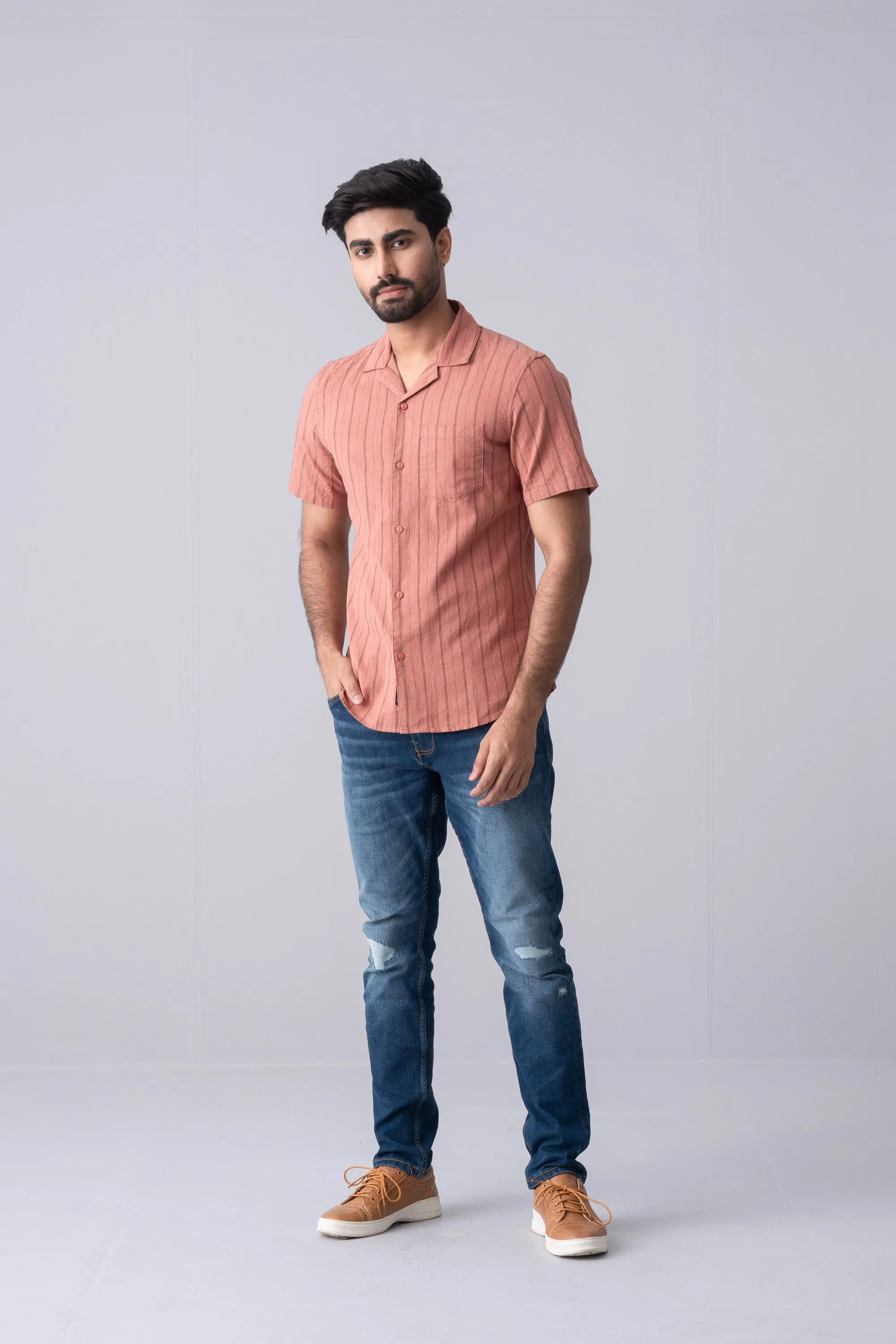 Slim Fit Striped Casual Shirt